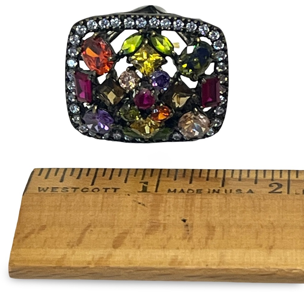 Multicolor Gemstone Statement Ring Size 7 - image 7